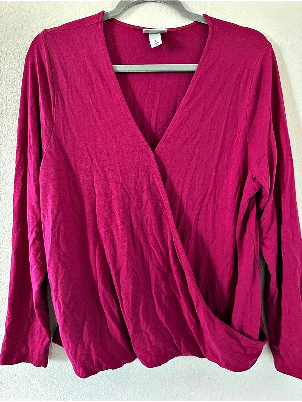 AVA & VIV Pink Wrap Front Long Sleeve Size XL